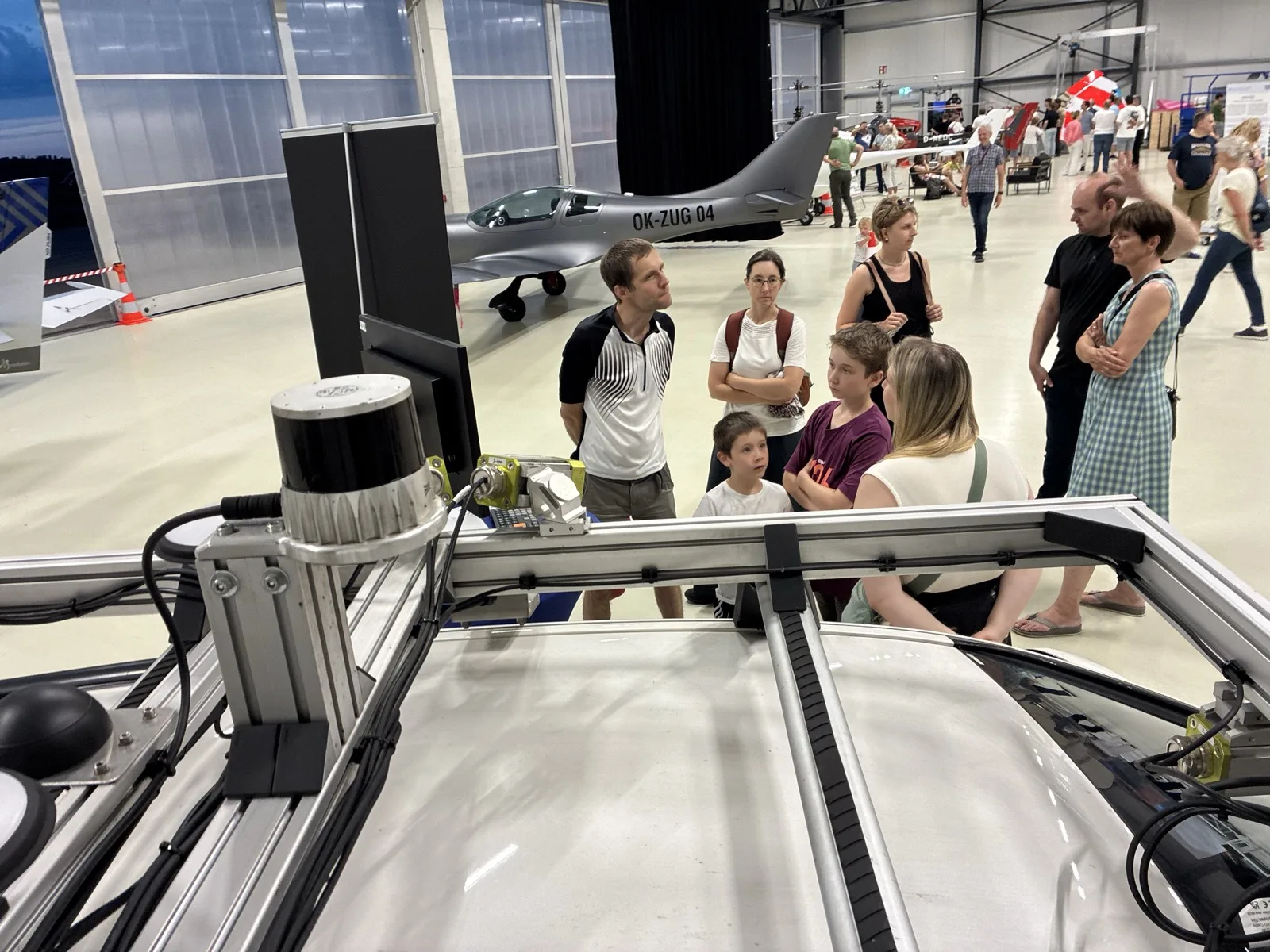 Close-up of the roof sensor rig with LiDAR and cameras
