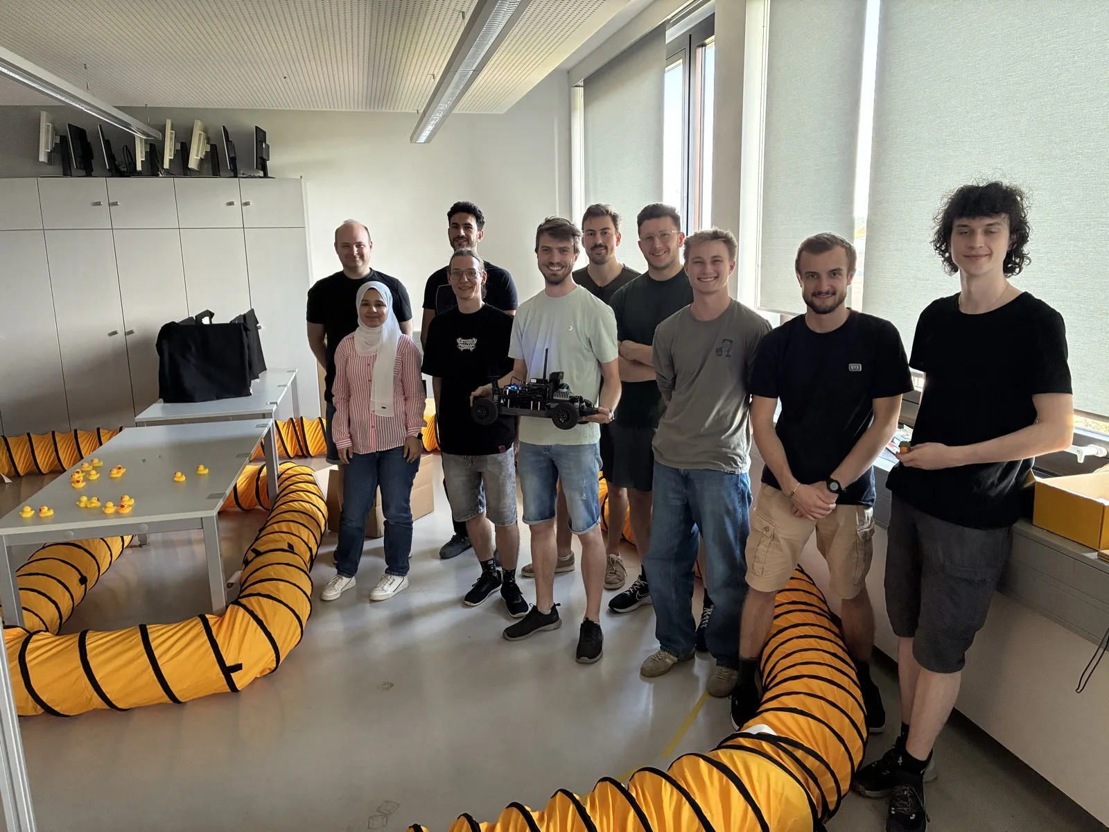The course participants with their robot cars